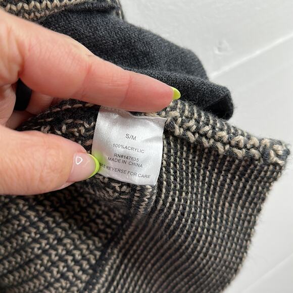 ROMEO + JULIET Blue Tan Knitted Turtleneck Batwing Short Sleeve Sweater Size S/M - Picture 11 of 13